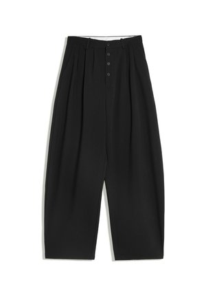 Bershka, BARREL TAILORED TROUSERS WITH VISIBLE BUTTON CLOSURE - Pantalon classique - black
