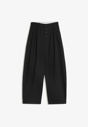 Bershka, BARREL TAILORED TROUSERS WITH VISIBLE BUTTON CLOSURE - Pantalon classique - black