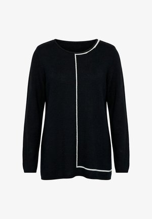 Ulla Popken, PULLOVER, ZIERLINIEN, RUNDHALS, LANGARM - Strickpullover - black