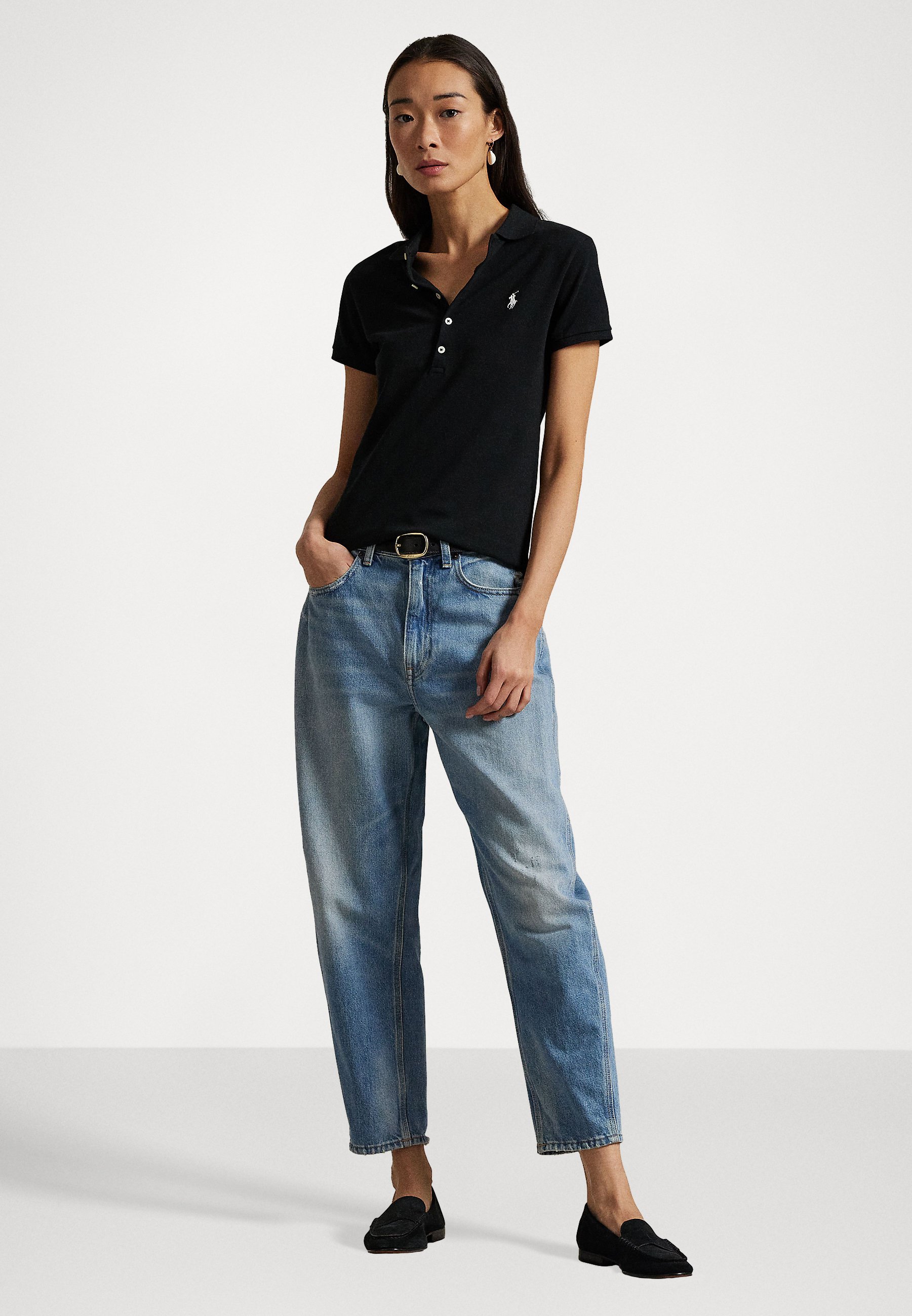 POLO RALPH LAUREN ブラック SLIM FIT 1枚　白 Polo Ralph Lauren SLIM FIT STRETCH POLO SHIRT - Poloshirt - black