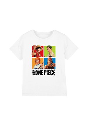 NETFLIX, ONE PIECE CHARACTER SQUARES MAP UNISEX - Print T-shirt - white