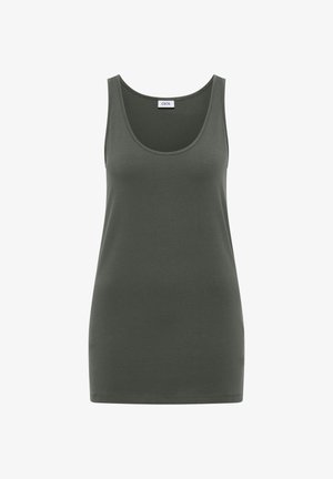 Cecil, Short-Sleeve Round-Neck Sweater with Stripes - Top - dried olive green