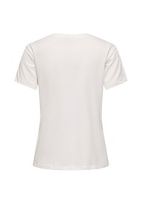 T-shirt blanc uni à manches courtes, vu de dos, avec un col rond et un ourlet droit.