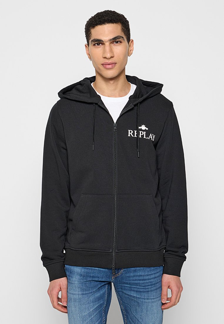 Replay Sweater met rits zwart