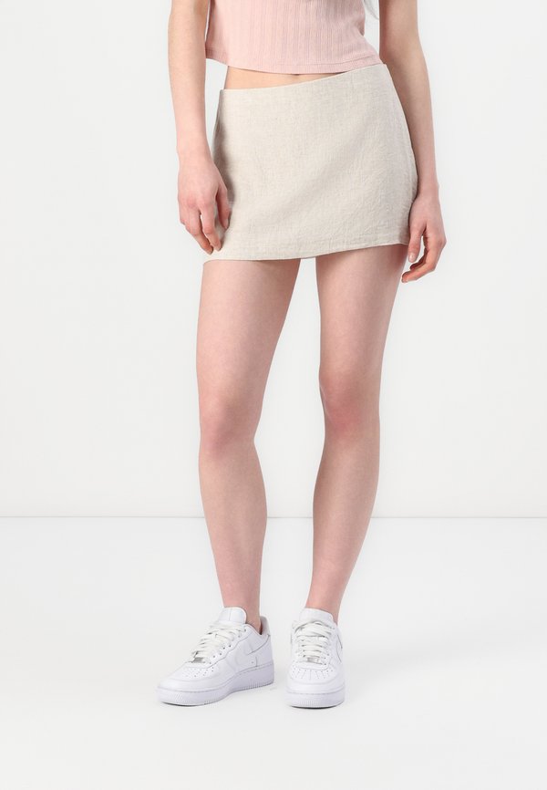 The A&F Scarlett Mid Rise Linen-Blend Mini Skort - Mini skirt - oatmeal heather