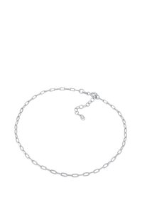 Sølv kæd necklace med forlængede ovale led, poleret metalfinish og en lille forlængerkæde med lås til justerbar længde.