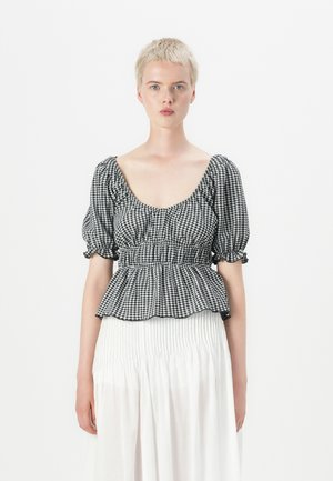 PUFF SLEEVE - Blouse - black check