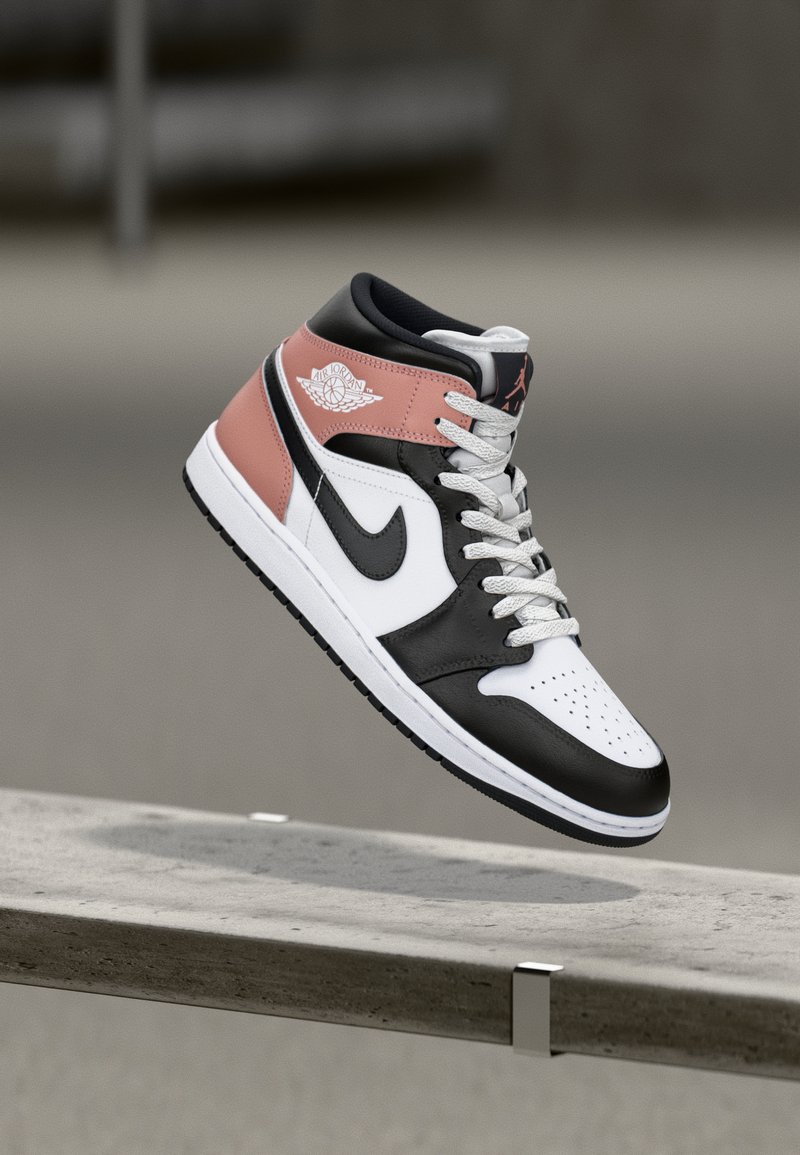 Jordan AIR JORDAN 1 MID - Sneakers alte - white/black/rust pink/bianco ...