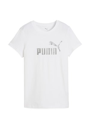 LOGO  - T-shirt imprimé - white metallic silver