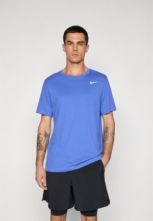 TEE CREW SOLID - Sports T-shirts - comet blue/white