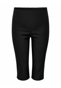 Juodos capri leggingai, pagaminti iš sklandžiai, elastingai medžiagai. Savybės: platus juosmuo ir šoninės įpjovos apatine dalimi, leidžiančios lengviau judėti.