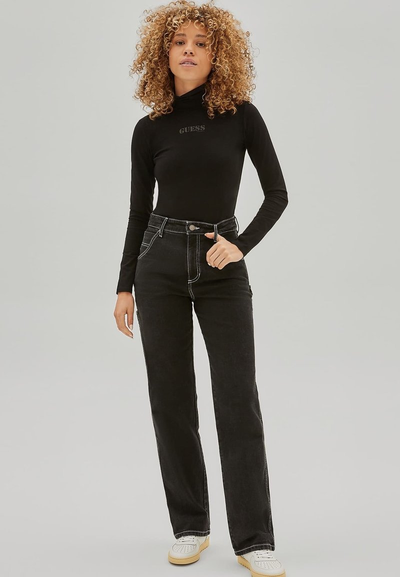 Damen T-Shirts | Guess FRONTLOGO Langarmshirt schwarz - EL16502 Damen T-Shirts | Guess FRONTLOGO Langarmshirt schwarz - EL16502