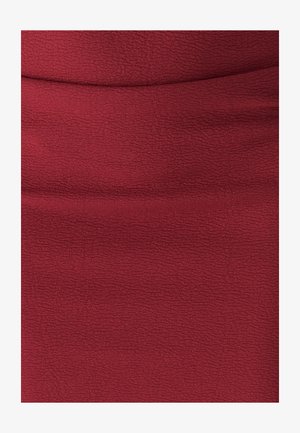 Burgundy textured stretch fabric featuring a subtle, slightly wavy pattern, suitable for a fitted garment.