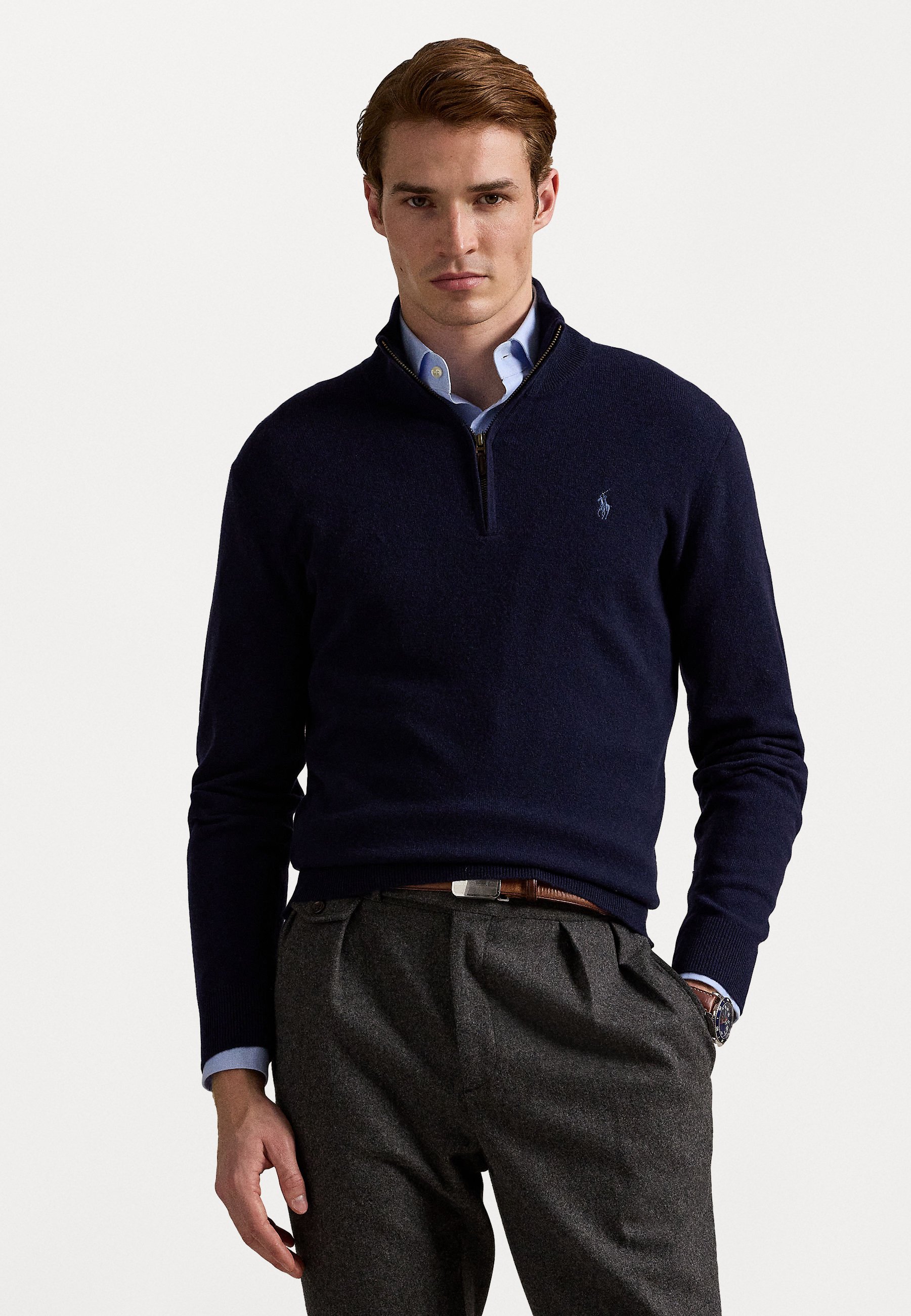 Polo Ralph Lauren WOOL QUARTER-ZIP JUMPER - Jumper - hunter navy