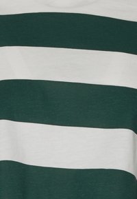 Žaliai ir baltai dryžuota marškinėliai, pagaminti iš minkštos medvilnės, turintys pakaitomis plačius tamsiai žalius ir baltus dryžius. Lygus paviršius.