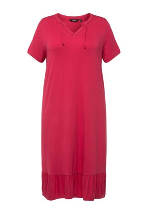 SPLIT NECK SHORT SLEEVE MIDI  - Trikoomekko - dark pink