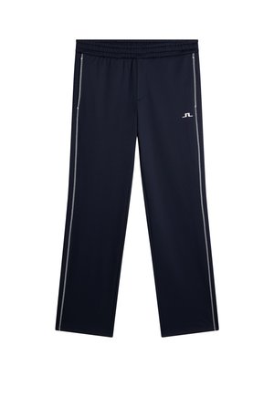 Pantaloni sportivi navy con vestibilità comoda, realizzati in tessuto morbido. Presentano strisce laterali riflettenti e una vita elasticizzata per il massimo comfort.