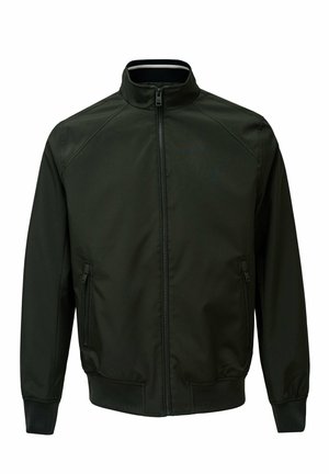 Veste noire pour homme à fermeture éclair, col montant, poches latérales zippées, poignets et ourlet côtelés, présentée sur fond blanc.