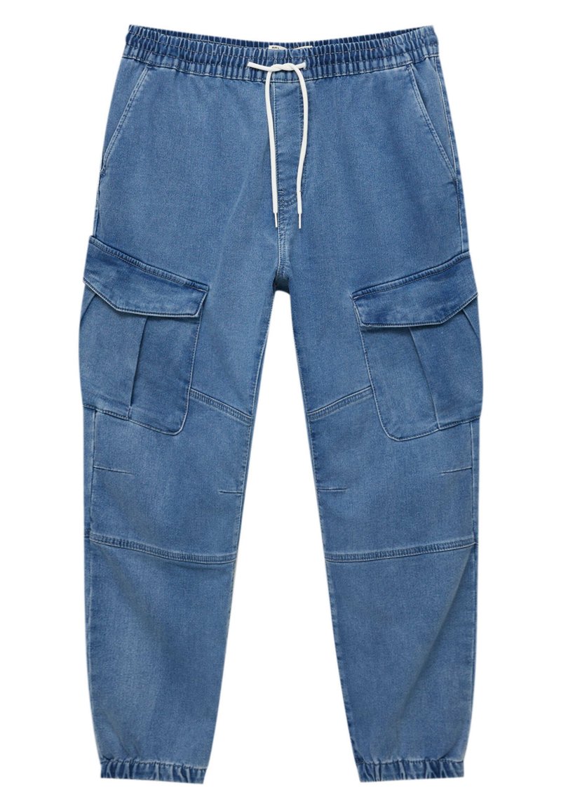 PULL&BEAR BASIC CARGO Jeans Tapered Fit blue denim Zalando.de