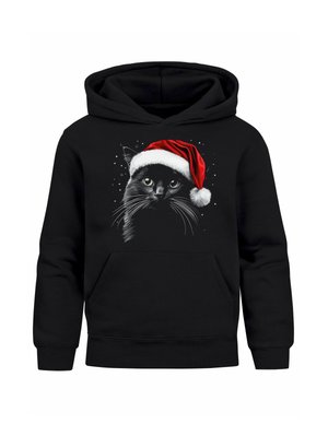 WEIHNNACHTEN SANTA KATZE XMAS OUTFIT LUSTIG AUFDRUCLK TIERMOTIV - Hoodie - schwarz