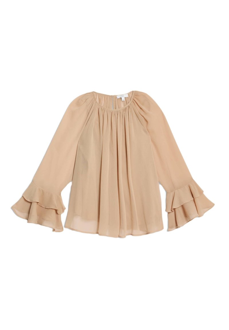Marks & Spencer CREW NECK RUFFLE SLEEVE - Blouse - neutral/beige ...
