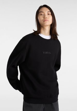 Sudadera negra con puños y dobladillo acanalados, que presenta el logo "vans." bordado en el pecho, fabricada en suave material de algodón.