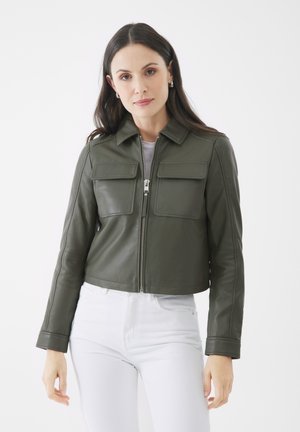 Lederjacke - olive night