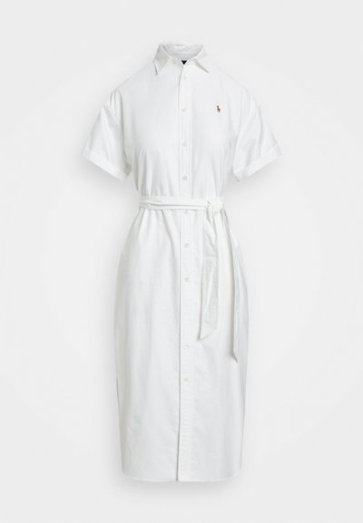 Polo Ralph Lauren BELTED SHORT SLEEVE OXFORD SHIRTDRESS - Blousejurk - white