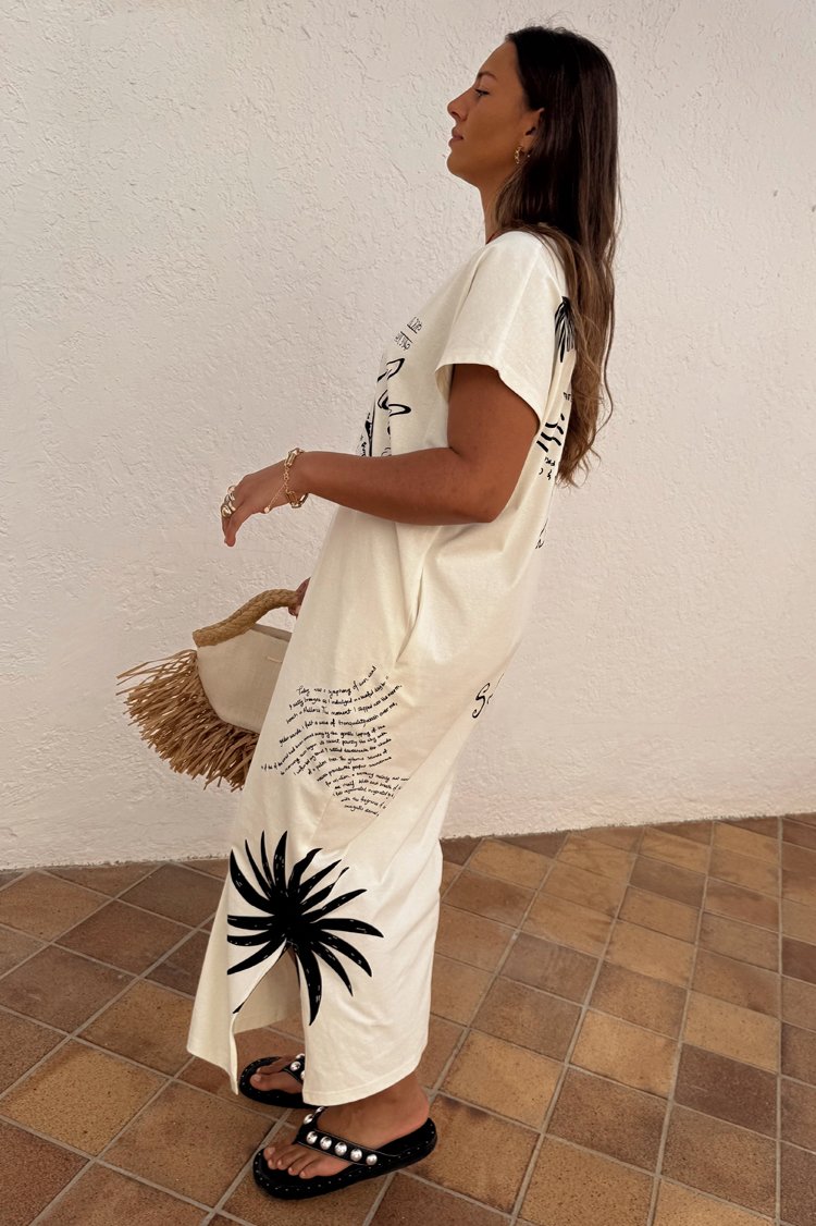 Never Fully Dressed SOL DE PALMA DRESS - Jersey dress - cream/beige -  Zalando
