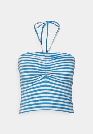 Pieces PCLAYA CROPPED TIE TUBE - Top - bright white/ibiza blue