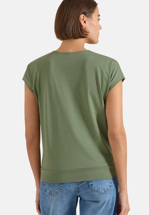 Cecil, KURZARM SHIRT MIT V-NECK IN UNIFARBE - T-shirt basique - deep matcha green
