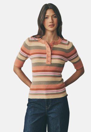 Next BUTTON UP SHORT SLEEVE  - Tričko s potlačou - orange stripe