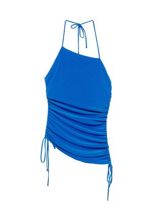 PULL&BEAR, ASYMMETRIC GATHERED HALTER - TOP - Débardeur - mottled dark blue