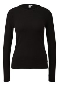 Musta pitkähihaisuus paita ribbineuloksesta, jossa on pyöreä kaula-aukko ja slim fit. Sisältää pienen brändilapun sivussa.