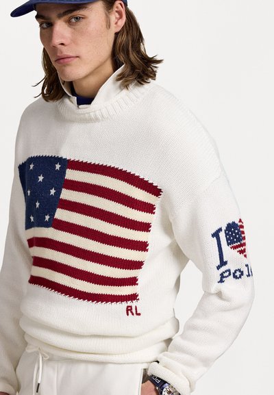 Polo Ralph Lauren THE I HEART POLO FLAG SWEATER - Striktrøje - deckwash white