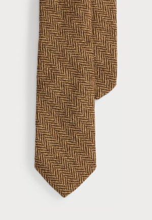 Polo Ralph Lauren HERRINGBONE WOOL TIE - Slips - brown/tan