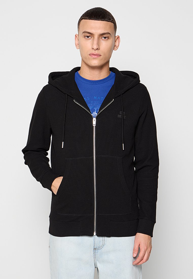 Diesel Sweater met rits zwart