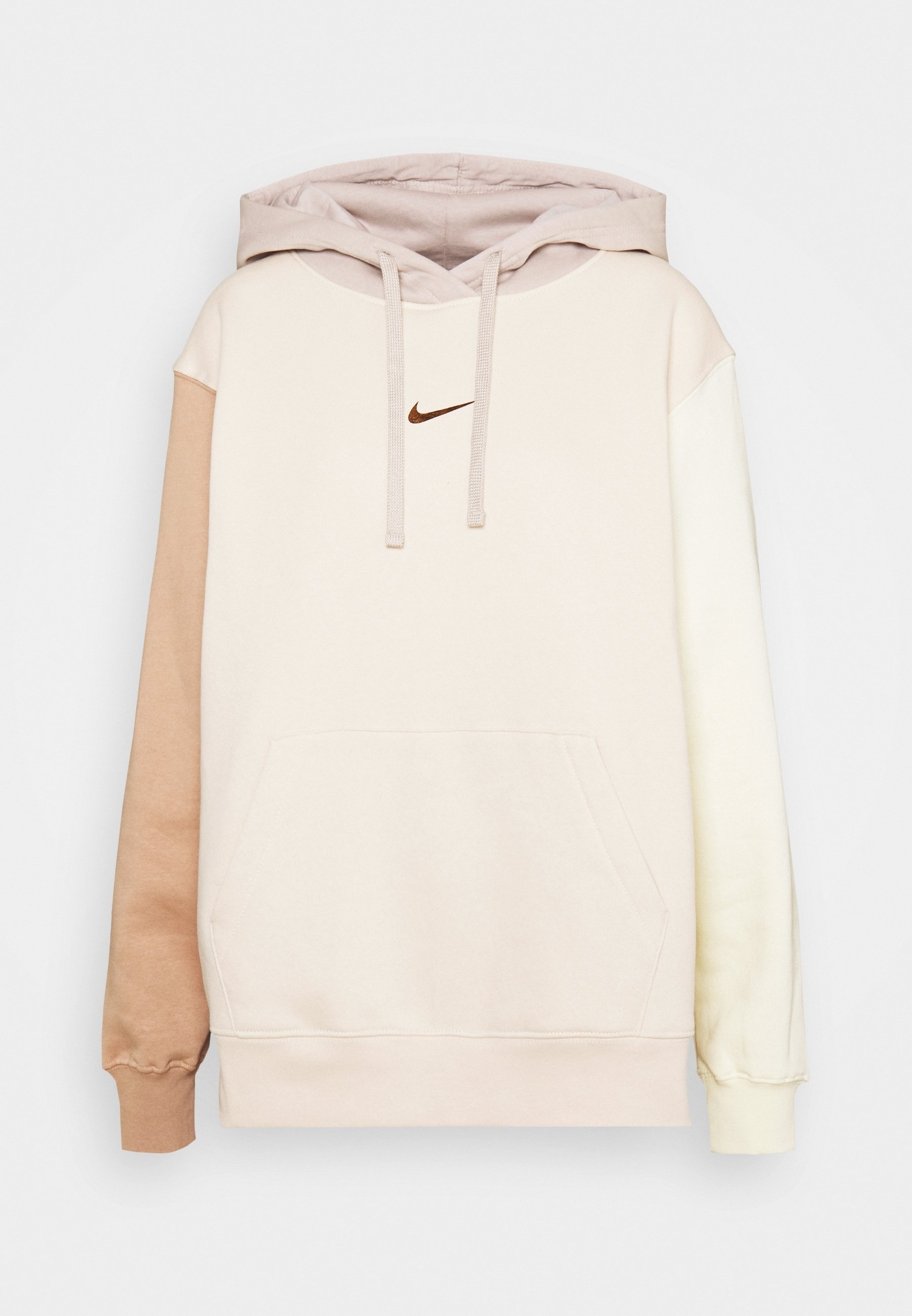 nike metallic swoosh colour block hoodie in neutrals