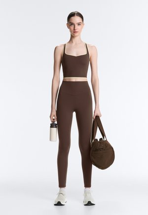 OYSHO COMFORTLUX CONTRAST CROSSOVER BACK TANK - Top - mottled brown