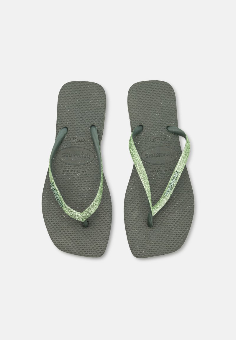 Havaianas SQUARE GLITTER - T-pántos szandálok - olive green