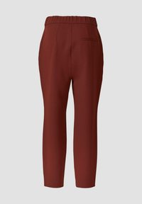  Hoge taille roestkleurige tapered broeken met elastische tailleband en een enkele splitzak aan de achterkant aan de rechterkant.