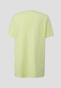 Korte mouwen t-shirt in lichtgeel, met een zachte katoenen textuur, ronde hals en een ontspannen pasvorm met een rechte silhouet.