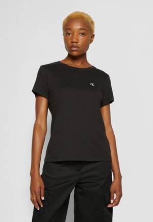 EMBROIDERY SLIM TEE - T-shirts - black