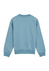 Svetlo modra trenirka z rebrastim ovratnikom in manšeti. Ima sproščen kroj ter teksturirano tkanino, ki nudi toploto in udobje.