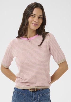 Kaffe, KALIZZA NARROW STRIPED - Camiseta estampada - feather mel pink fine stripe