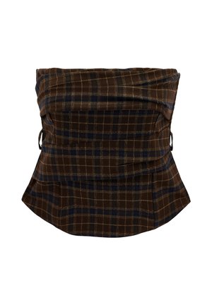 Koton, PLAID STRAPLESS - Top - brown