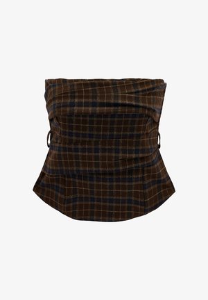 Koton, PLAID STRAPLESS - Top - brown