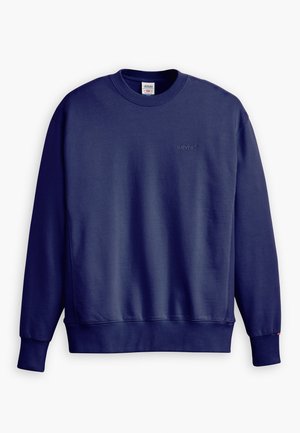 Donkerblauwe katoenen sweatshirt met een ronde hals, geribbelde mouwen en onderrand. Bevat een klein, tonal Levi's-logo op de borst. Gladde textuur.