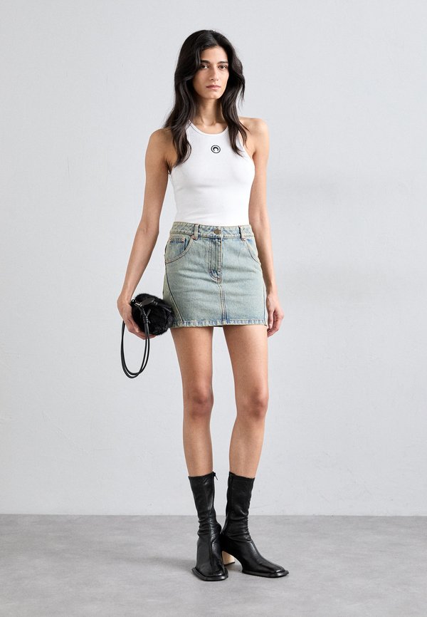MOON LASER MINI SKIRT - Denim skirt - light beige2