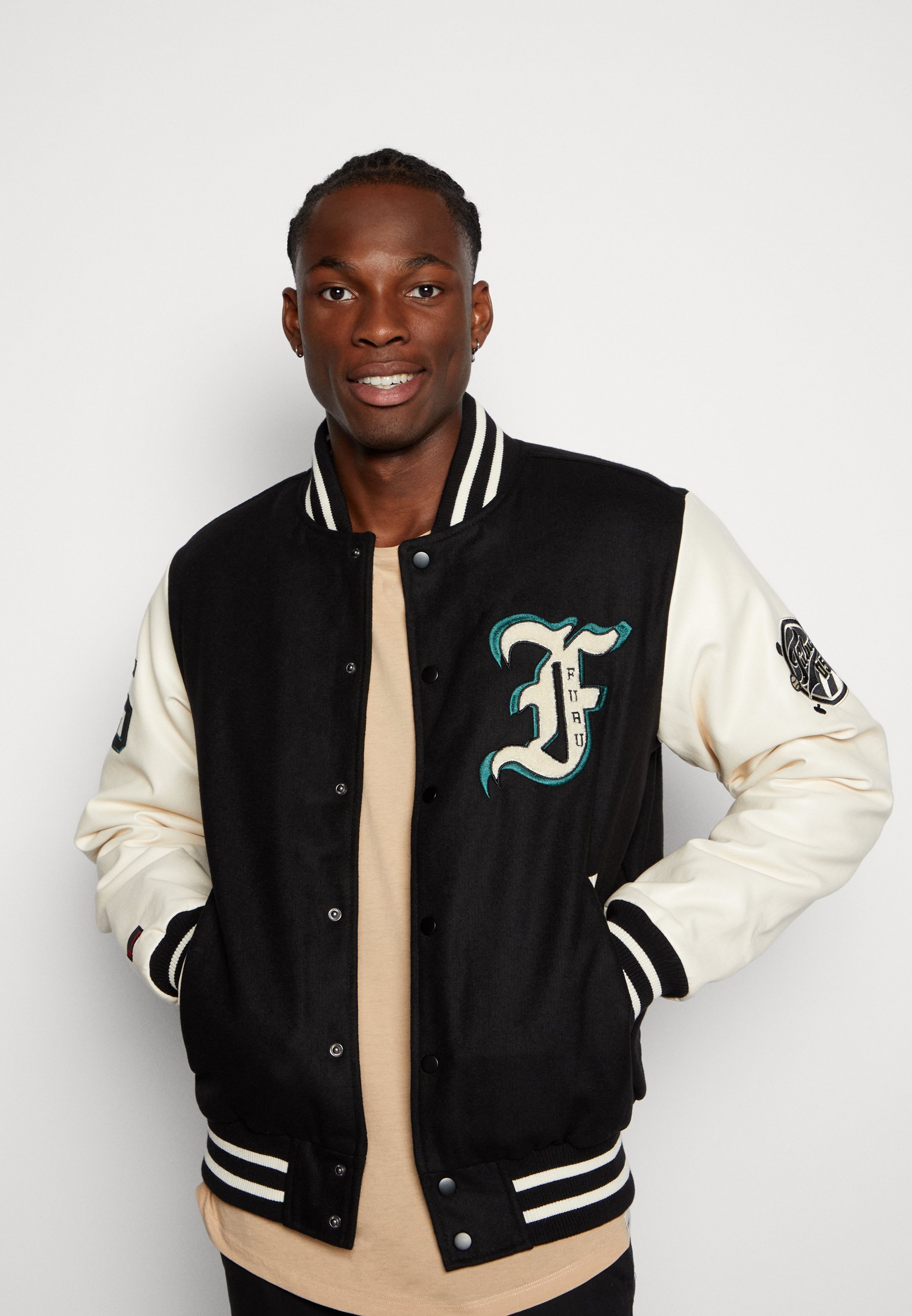 FUBU Tribal Men's College Jacket Black White, L